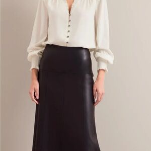 Cefinn Tiana Leather Midi Skirt - Black